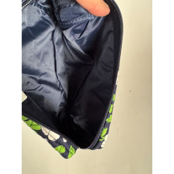 Vera Bradley Medium Cosmetic Bag In Navy & Green Floral Pattern - Picture 8 of 15
